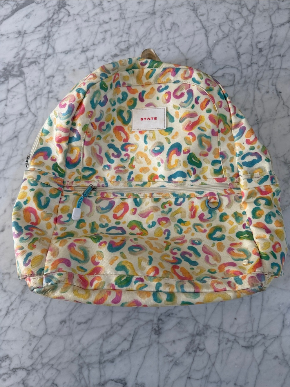 STATE Bags Kane Large Double Pocket Painterly Animal Print School Backpack